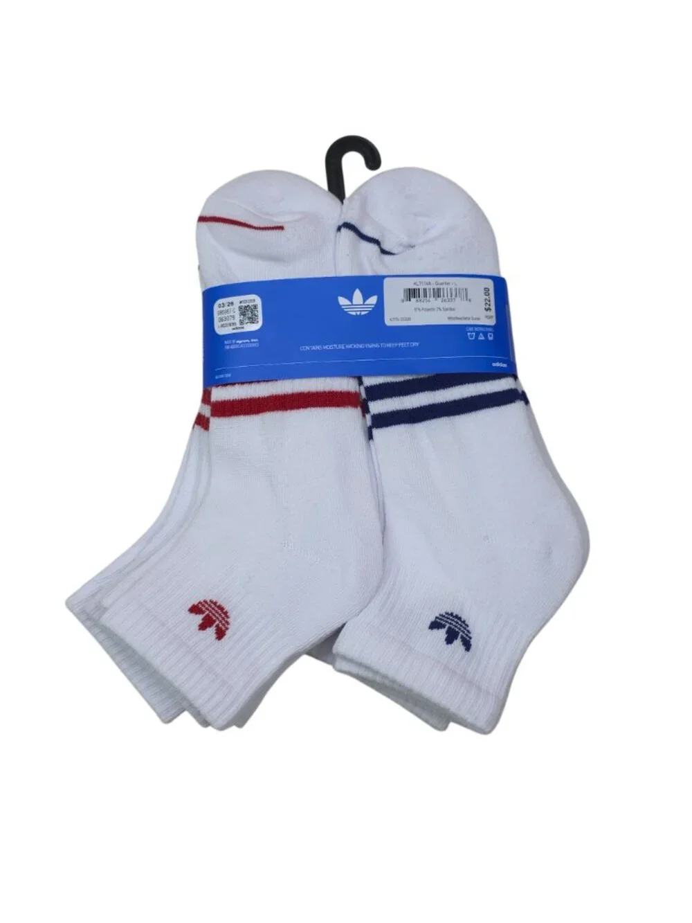 Adidas Mens Cushioned Quarter Socks 6-Pack Large Moisture-Wicking Show Size 8-12